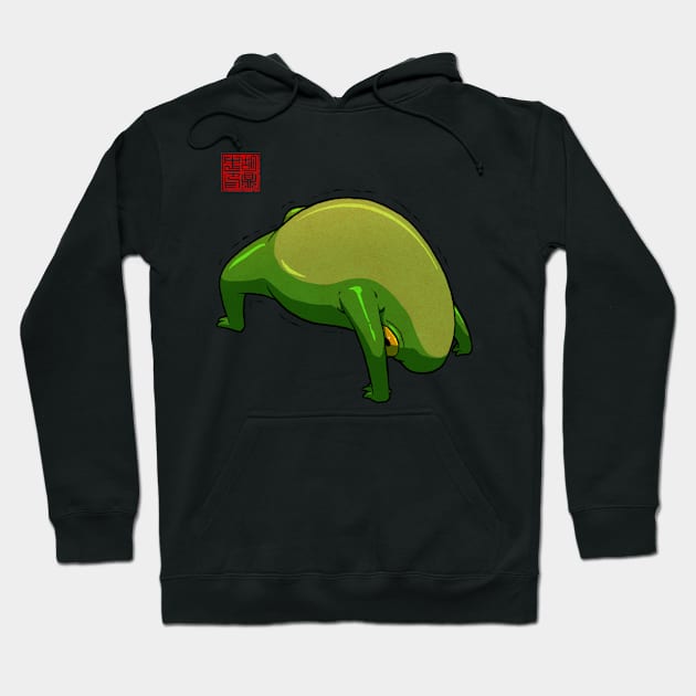 Yoga Frog Wheel Pose Hoodie by DingHuArt